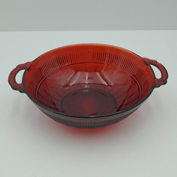 Anchor Hocking Coronation Royal Ruby Bowl Ruby Red Glass 8" Serving Bowl - Picture 2 of 4